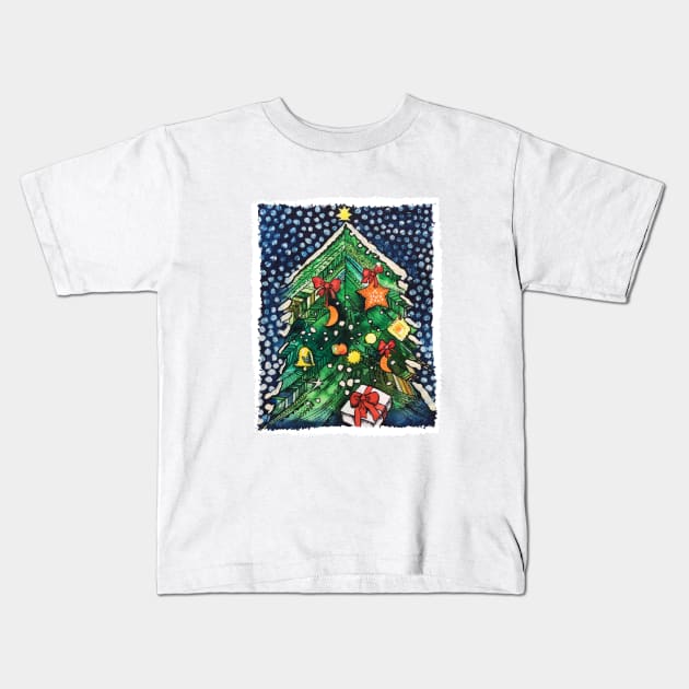 Christmas tree Kids T-Shirt by Elena Akopian